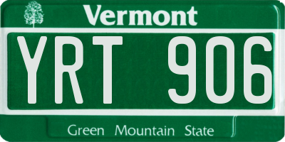 VT license plate YRT906