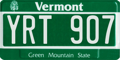 VT license plate YRT907
