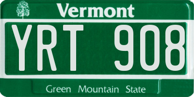 VT license plate YRT908