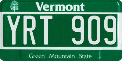 VT license plate YRT909