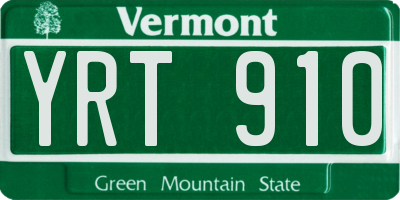 VT license plate YRT910