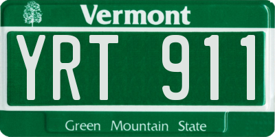 VT license plate YRT911