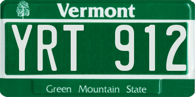 VT license plate YRT912