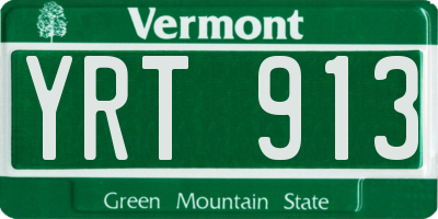 VT license plate YRT913
