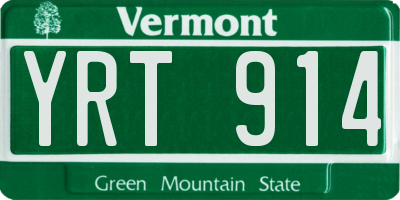 VT license plate YRT914