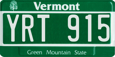 VT license plate YRT915
