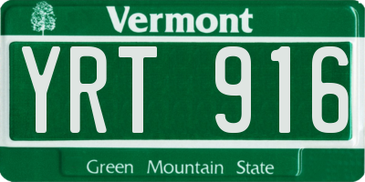 VT license plate YRT916