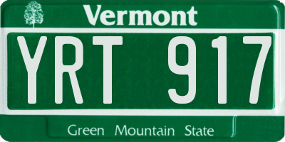 VT license plate YRT917