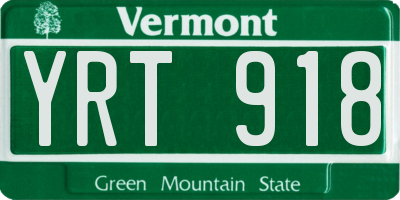 VT license plate YRT918