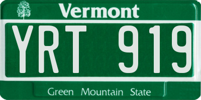 VT license plate YRT919