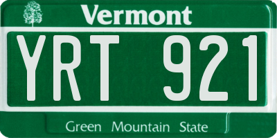 VT license plate YRT921