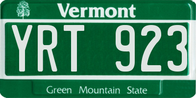 VT license plate YRT923
