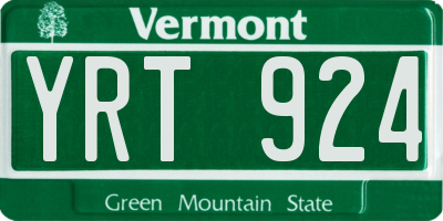 VT license plate YRT924