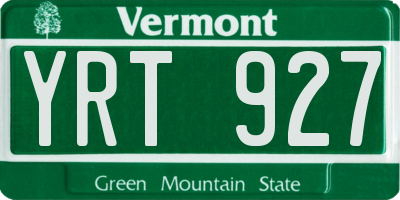 VT license plate YRT927