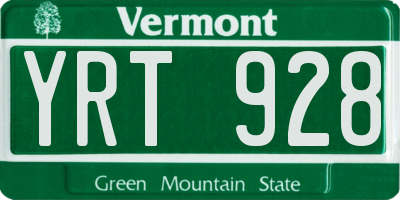 VT license plate YRT928