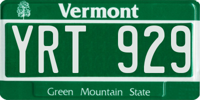 VT license plate YRT929