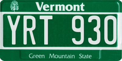 VT license plate YRT930