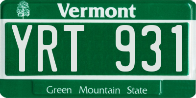 VT license plate YRT931