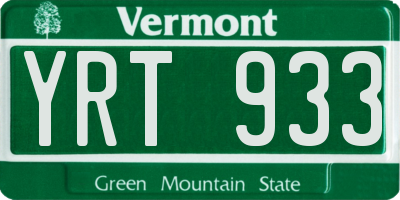VT license plate YRT933
