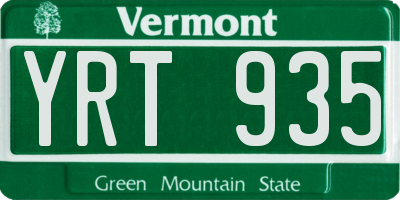 VT license plate YRT935