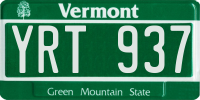 VT license plate YRT937