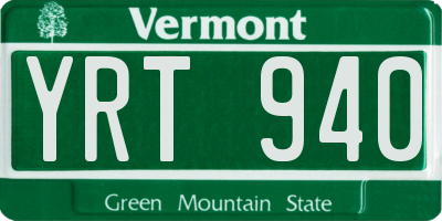 VT license plate YRT940
