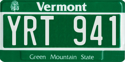 VT license plate YRT941