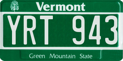 VT license plate YRT943