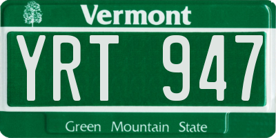 VT license plate YRT947