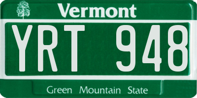 VT license plate YRT948