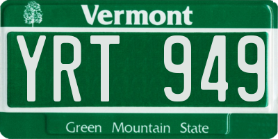 VT license plate YRT949
