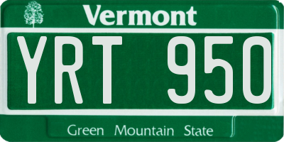 VT license plate YRT950