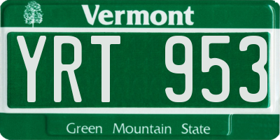 VT license plate YRT953