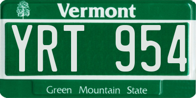 VT license plate YRT954