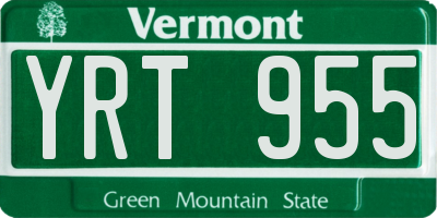 VT license plate YRT955