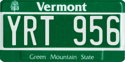 VT license plate YRT956