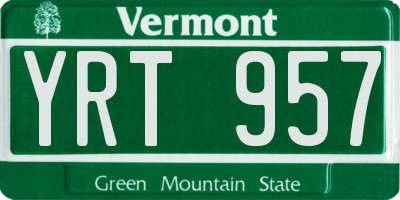 VT license plate YRT957
