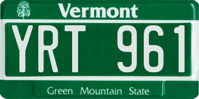 VT license plate YRT961