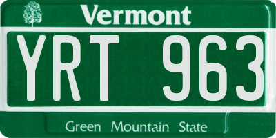 VT license plate YRT963