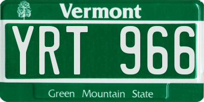 VT license plate YRT966