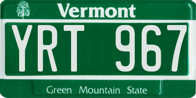 VT license plate YRT967