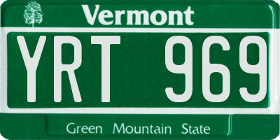 VT license plate YRT969