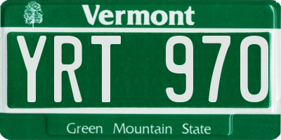 VT license plate YRT970