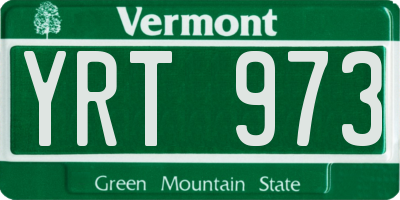 VT license plate YRT973