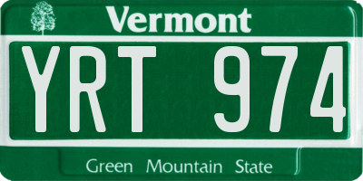 VT license plate YRT974