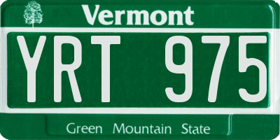 VT license plate YRT975