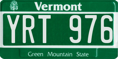 VT license plate YRT976