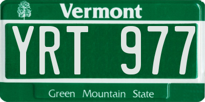 VT license plate YRT977
