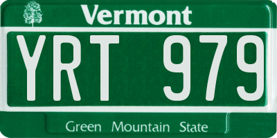 VT license plate YRT979