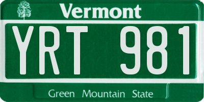 VT license plate YRT981